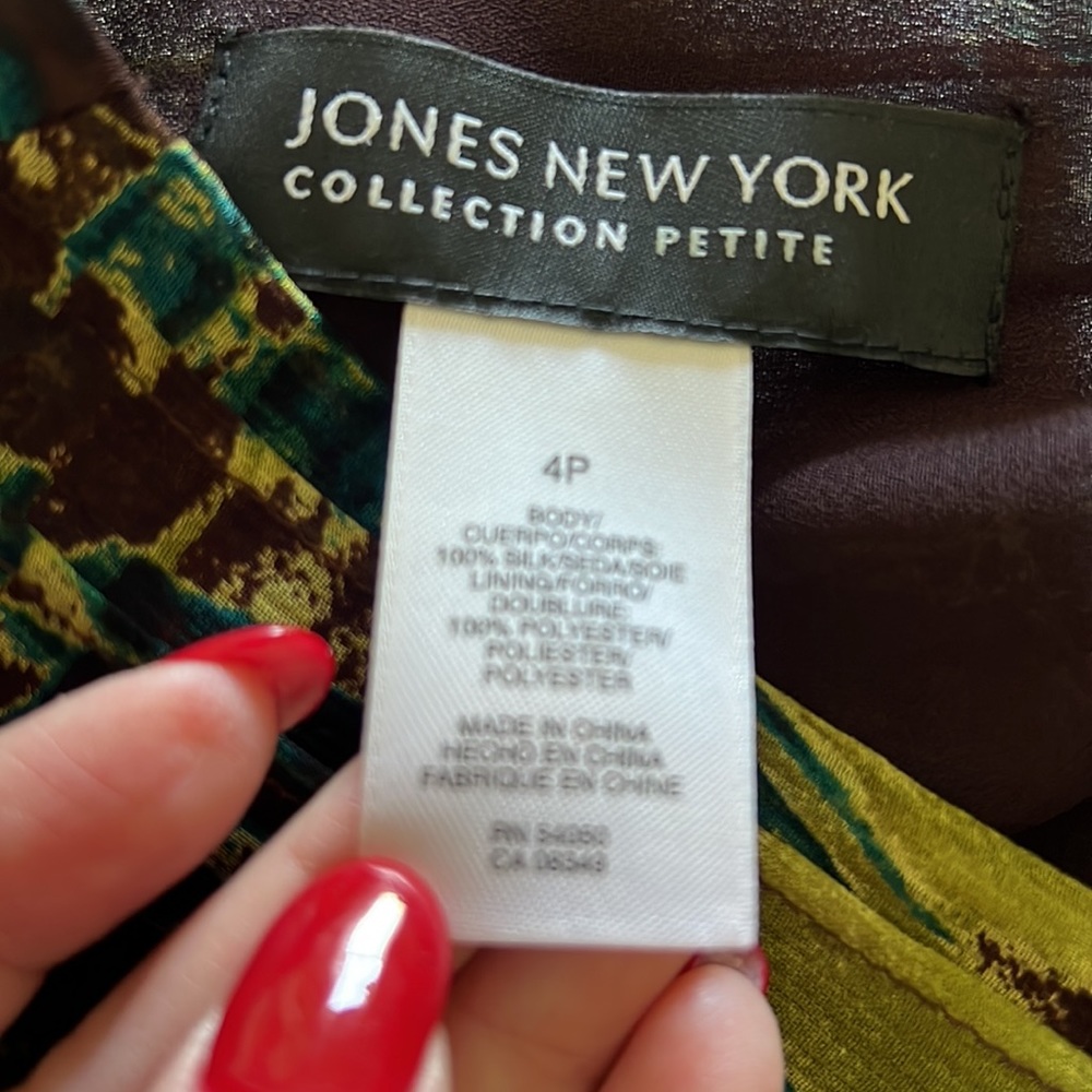Jones New York Collection Beautiful Multi-Colored Dress Fully Lined Size 4P - Picture 6 of 8